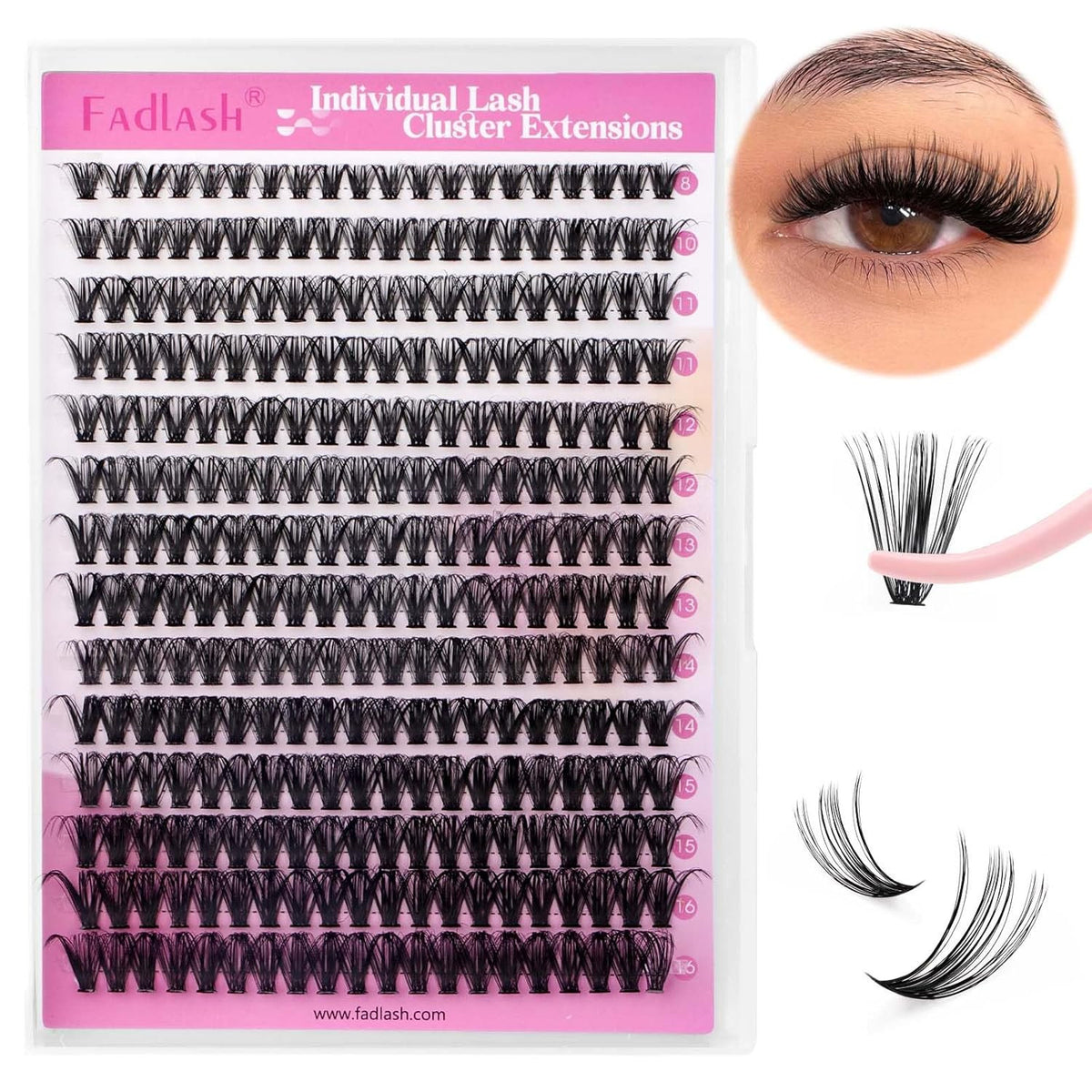 Individual Lash Clusters 280PCS D Curl Eyelash Extensions for DIY & Beginners