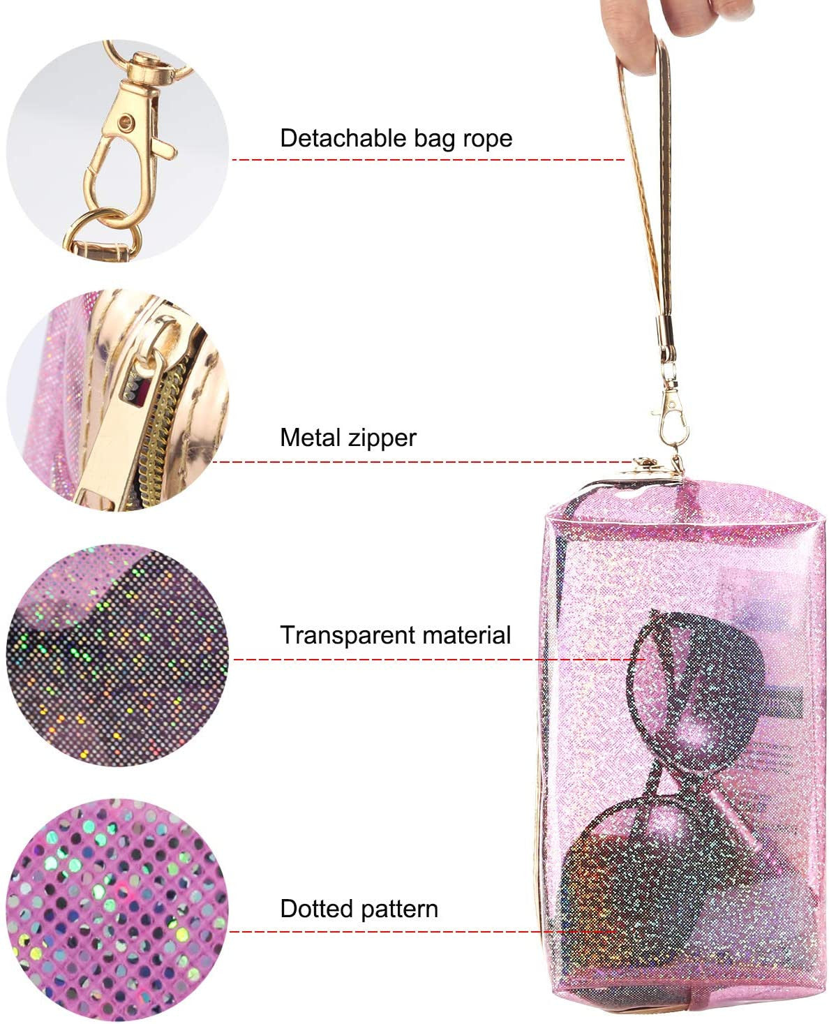 4-Pack Waterproof Cosmetic Bags with Zippers and Handle - Clear PVC Toiletry Organizer