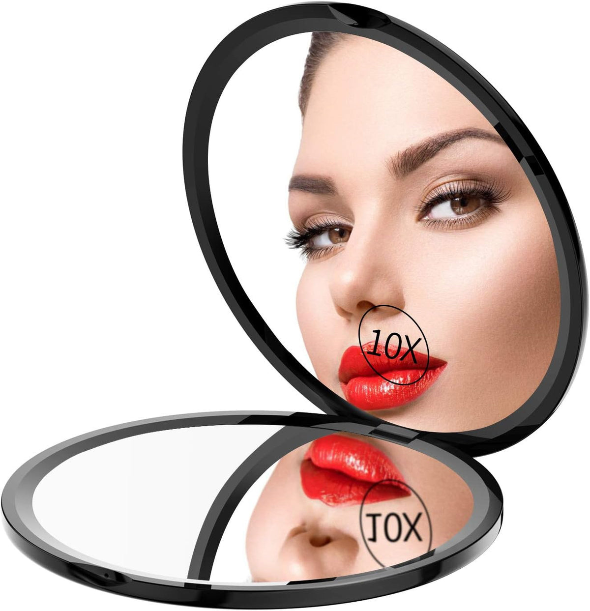 Pocket Makeup Mirror 4In Ultra Thin Double Sided Travel Compact Black