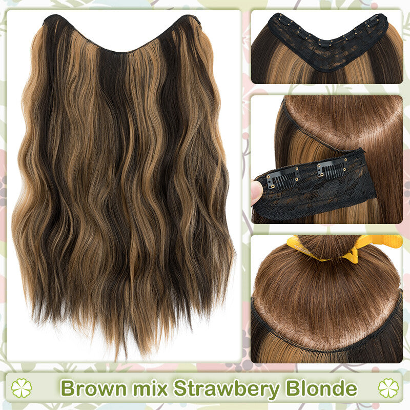 One Piece Clip-In Hair Extensions 3/4 Full Head V-Shaped Hairpiece Multiple Colors & Lengths