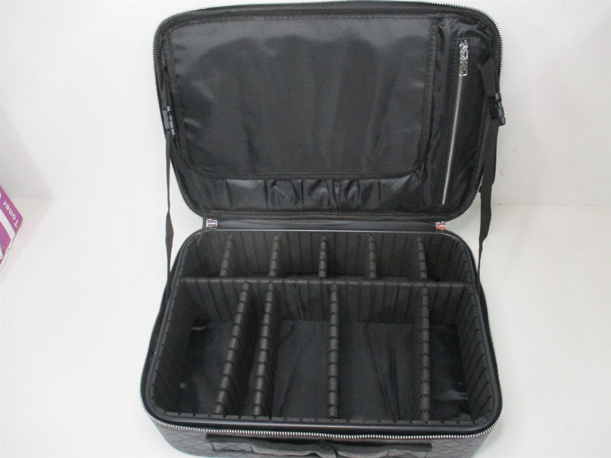 Professional Makeup Organizer Cosmetic Bag with Portable Storage & Dividers