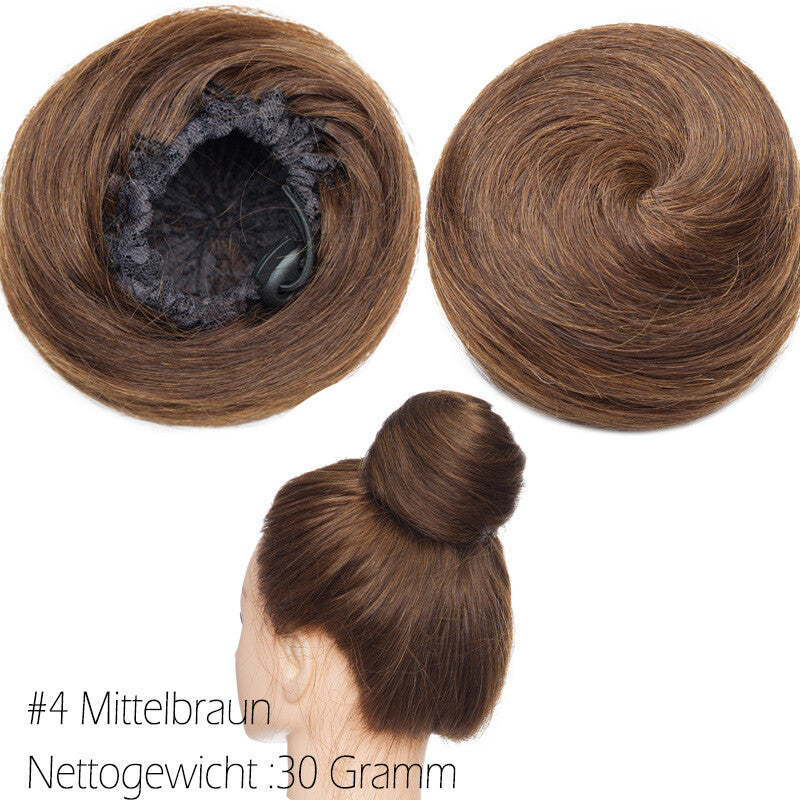 Clip-In Human Hair Bun Extensions Curly & Straight | Messy Hair Piece