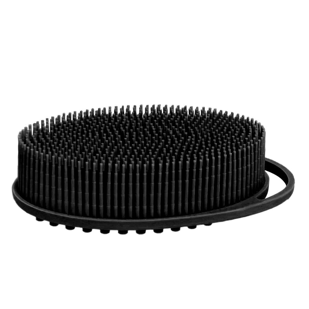 Silicone Body Scrubber Shower Bath and Shampoo Brush Black, Black