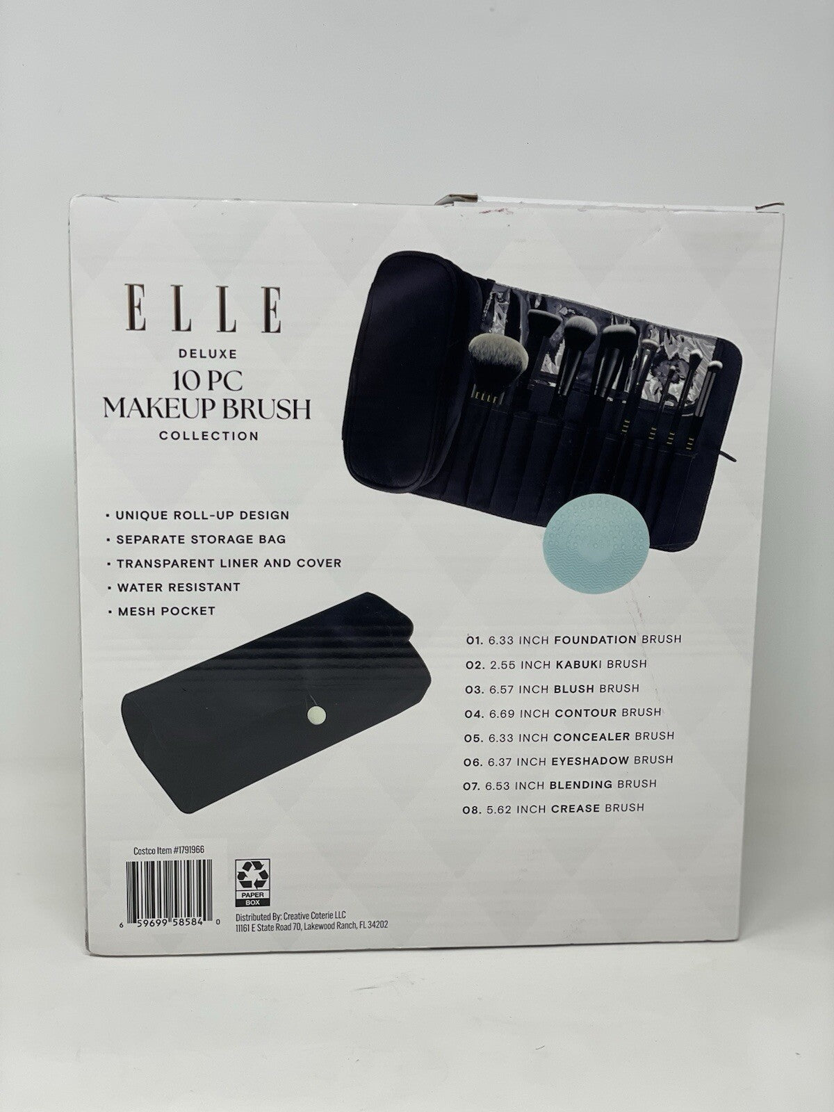Elle Deluxe 10 Piece Makeup Brush Set with Carrying Pouch - New