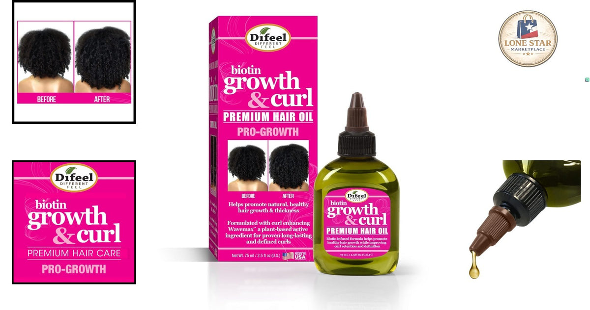 Biotin Curl Oil for Hair Growth & Definition - 2.5 oz Natural Hair Treatment