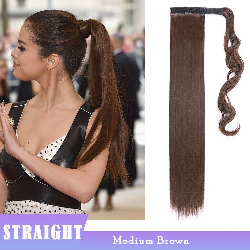 Clip-In Ponytail Hair Extensions Thick Wavy Natural Look 24-32 Inch