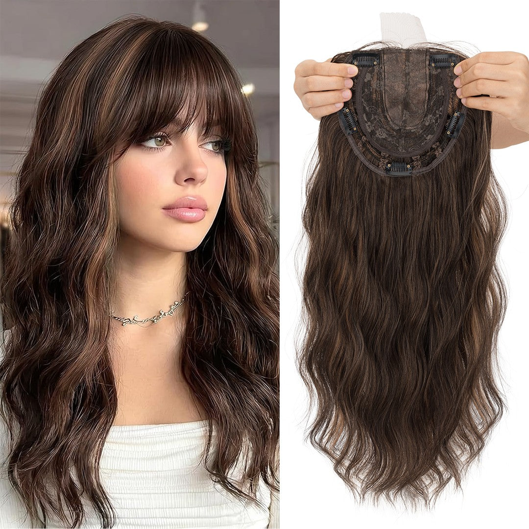 Women’s Clip-In Human Hair Topper with Hand-Tied Base - Water Wavy Style