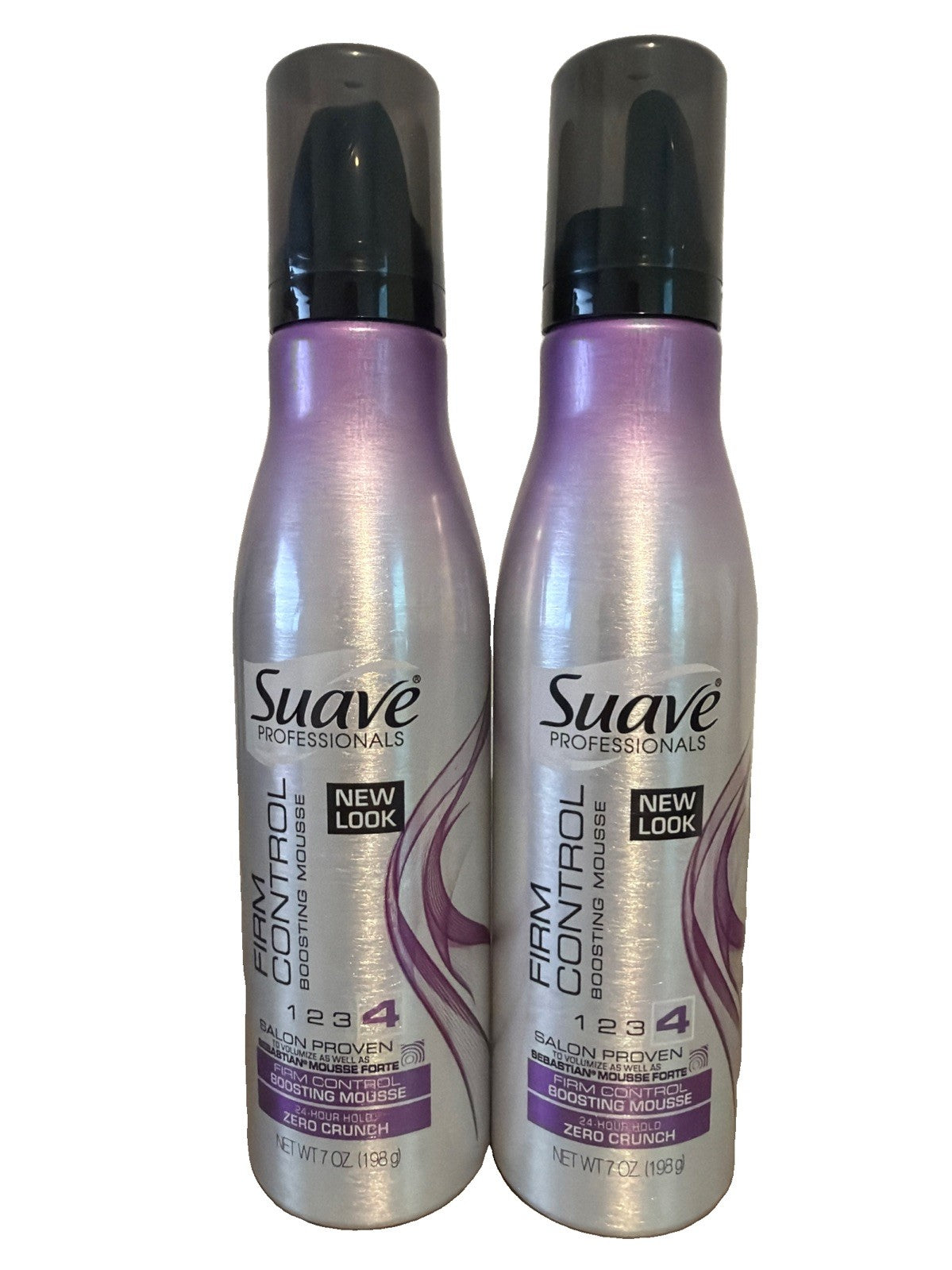 Lot of 2 Suave Level 4 Firm Control 24H Hold Mousse Zero Crunch