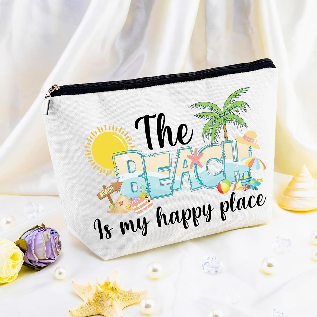 Beach Cosmetic Bag for Women Summer Vacation Essentials - Ocean Themed Gift