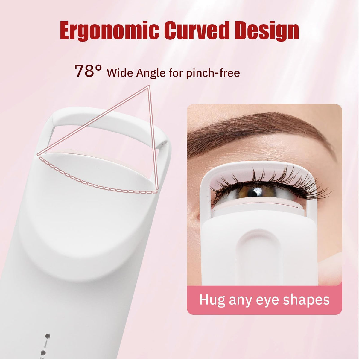Heated Electric Eyelash Curler - 5s Fast Heating, Type-C Rechargeable, Portable Lash Lift (White)