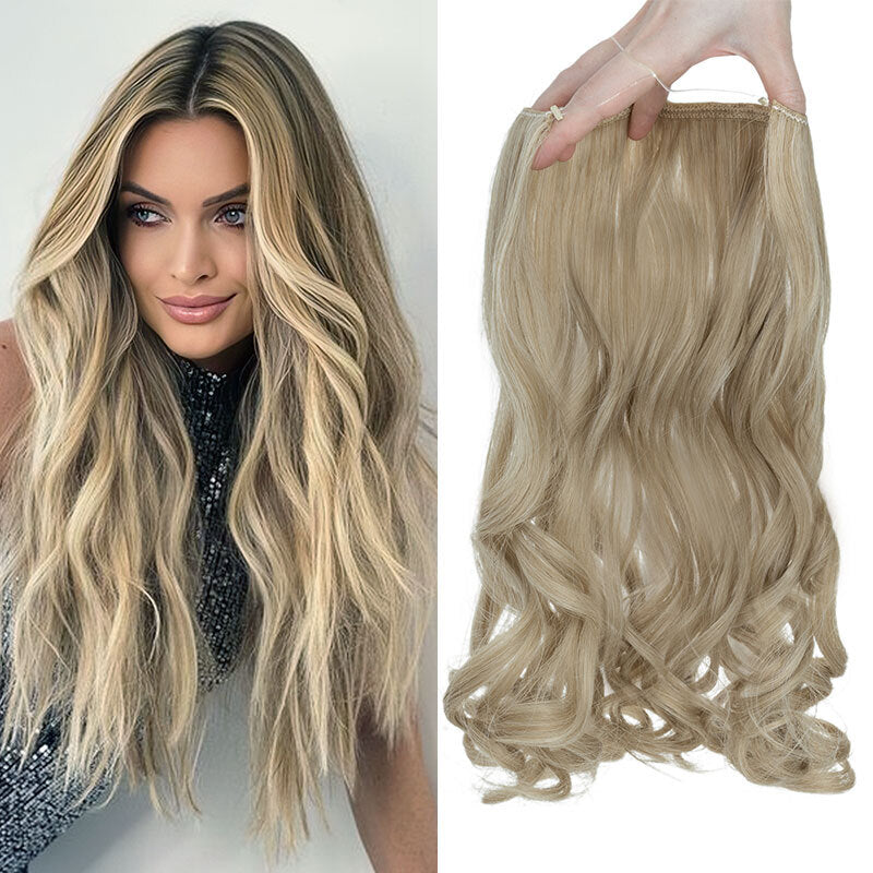 Invisible Wire Hair Extensions - Natural Synthetic Length & Body Wavy or Straight