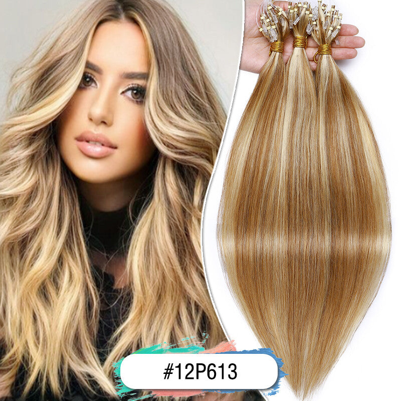 Micro Loop Ring Beads Hair Extensions 100% Remy Human Hair Full Head