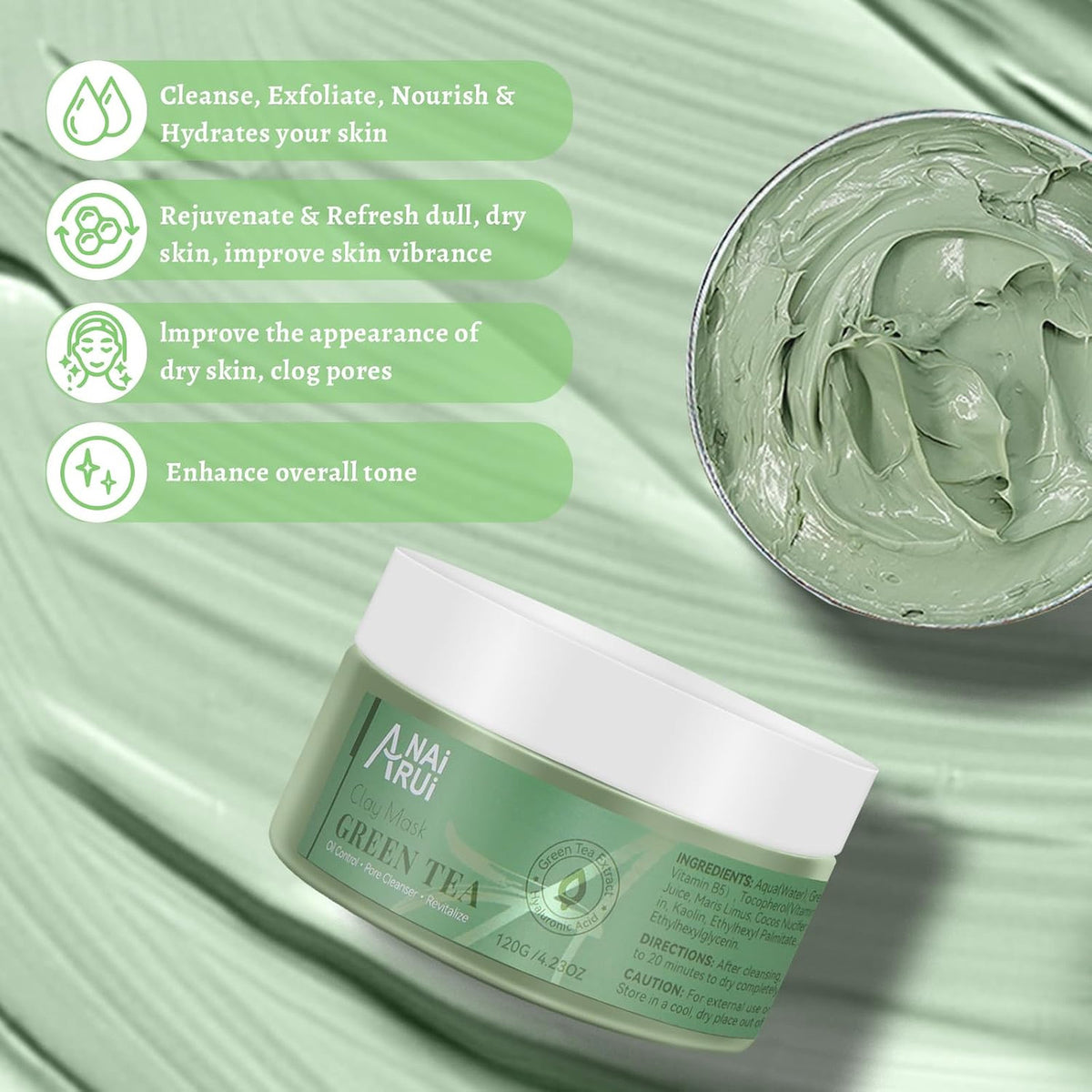 Green Tea Face Mask 4.23 oz - Deep Pore Cleanser
