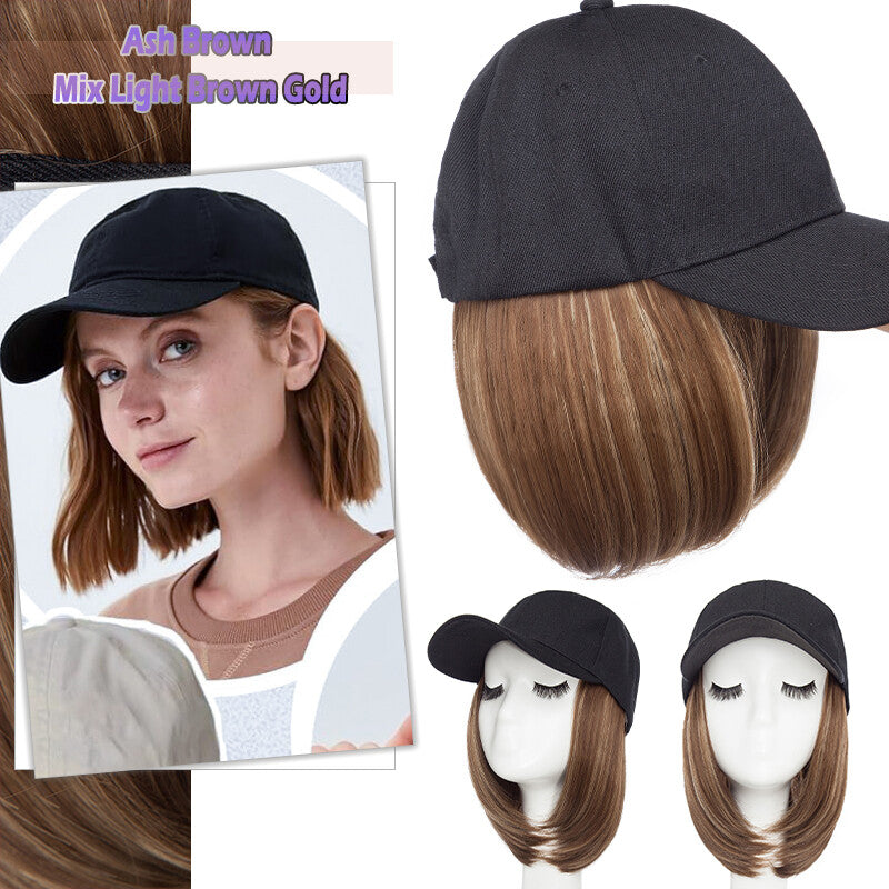 Adjustable Baseball Cap Wig with Hair Piece - Short Long Synthetic Hair