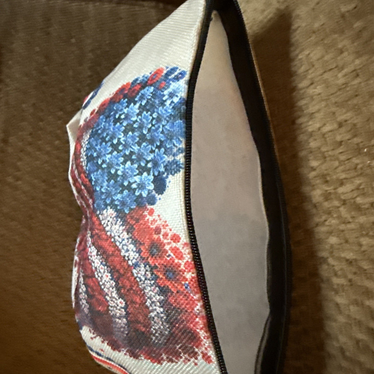 Patriotic Cosmetic Bag with Red, White & Blue Heart Design - Great for 4th of July