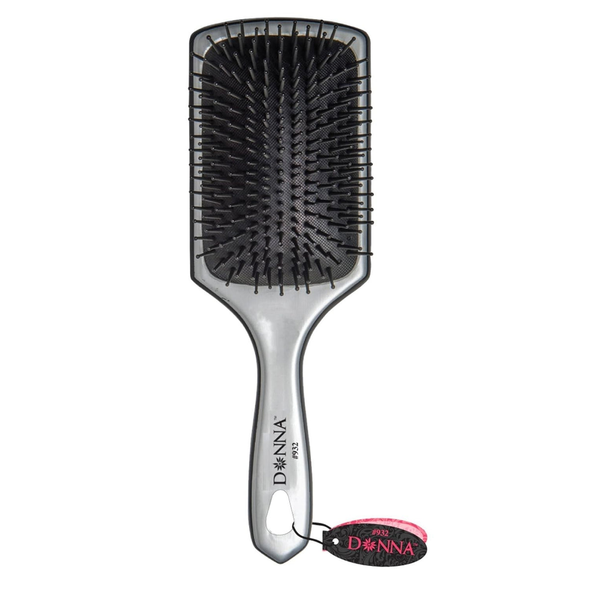 Large Metallic Silver Paddle Hair Brush - Donna Collection