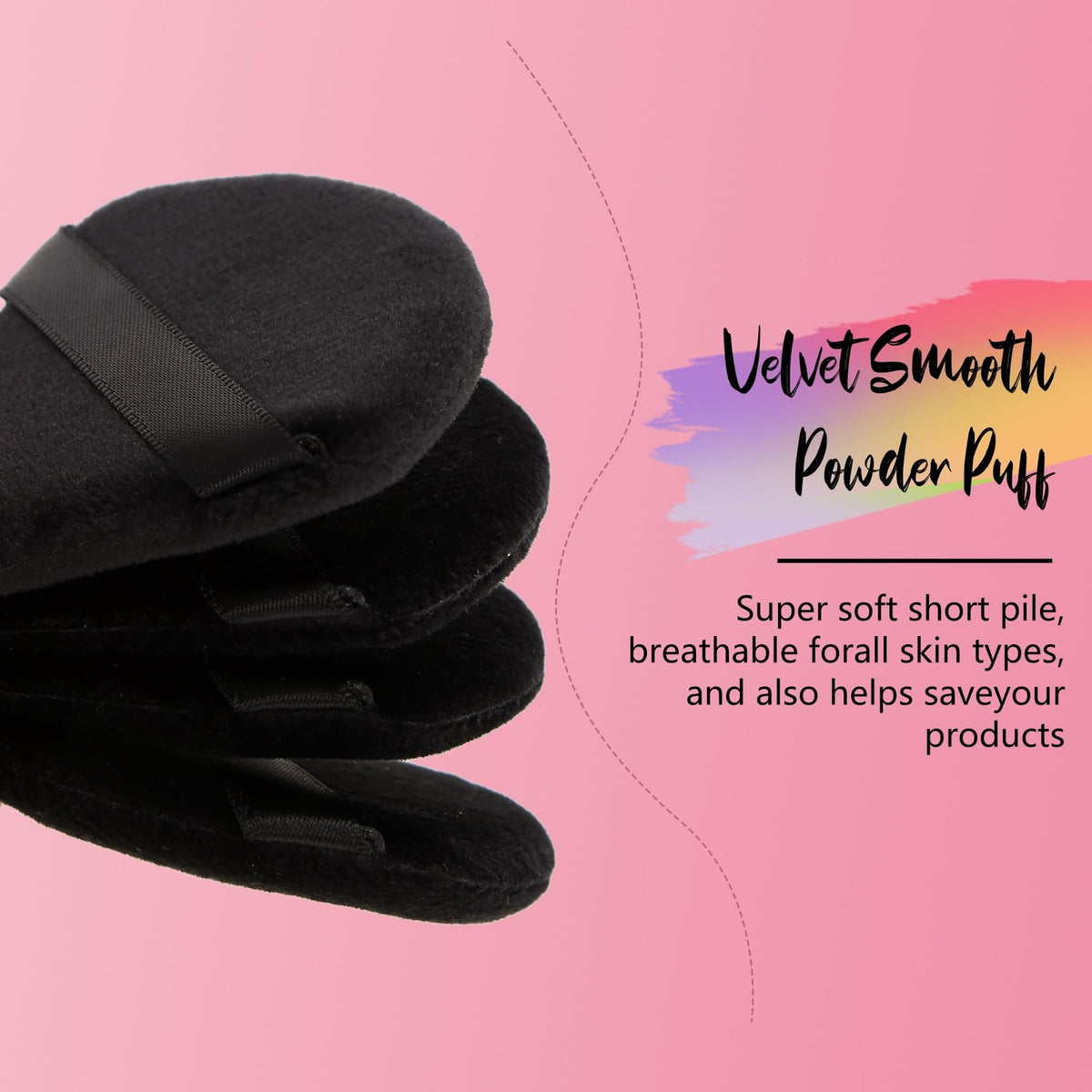 Makeup Powder Puffs Set - 24 Black and Pink Triangular Sponges with Storage Case