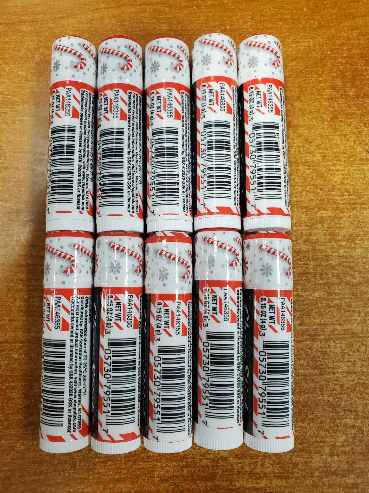10 Pack Candy Cane Mint Lip Balm Tubes - Moisturizing & Flavored