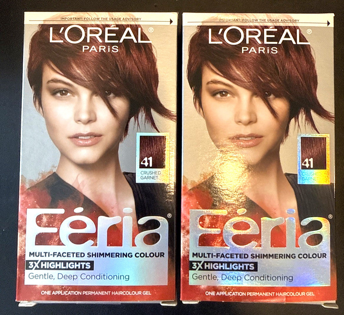 Feria Multi-Faceted Shimmering Hair Color 41 Crushed Garnet - 2 Pack
