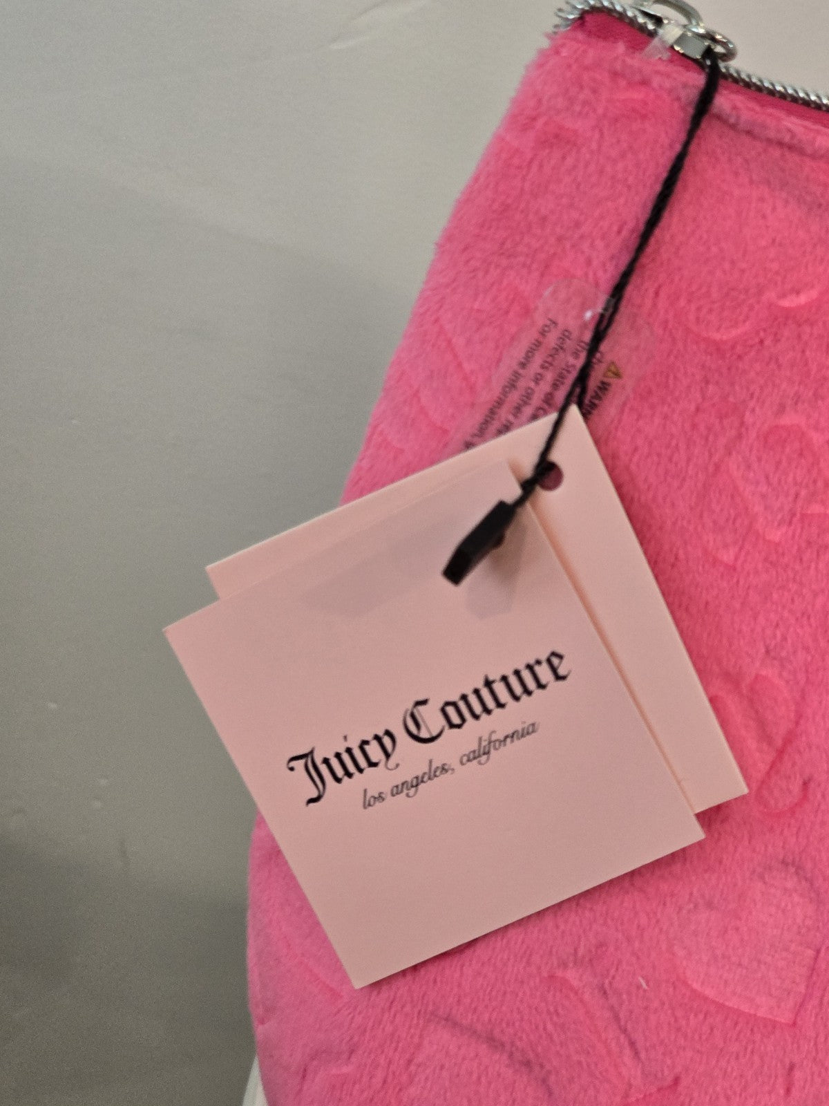 Pink Velour Travel Cosmetic Bag with Toiletry Bottle - Juicy Couture