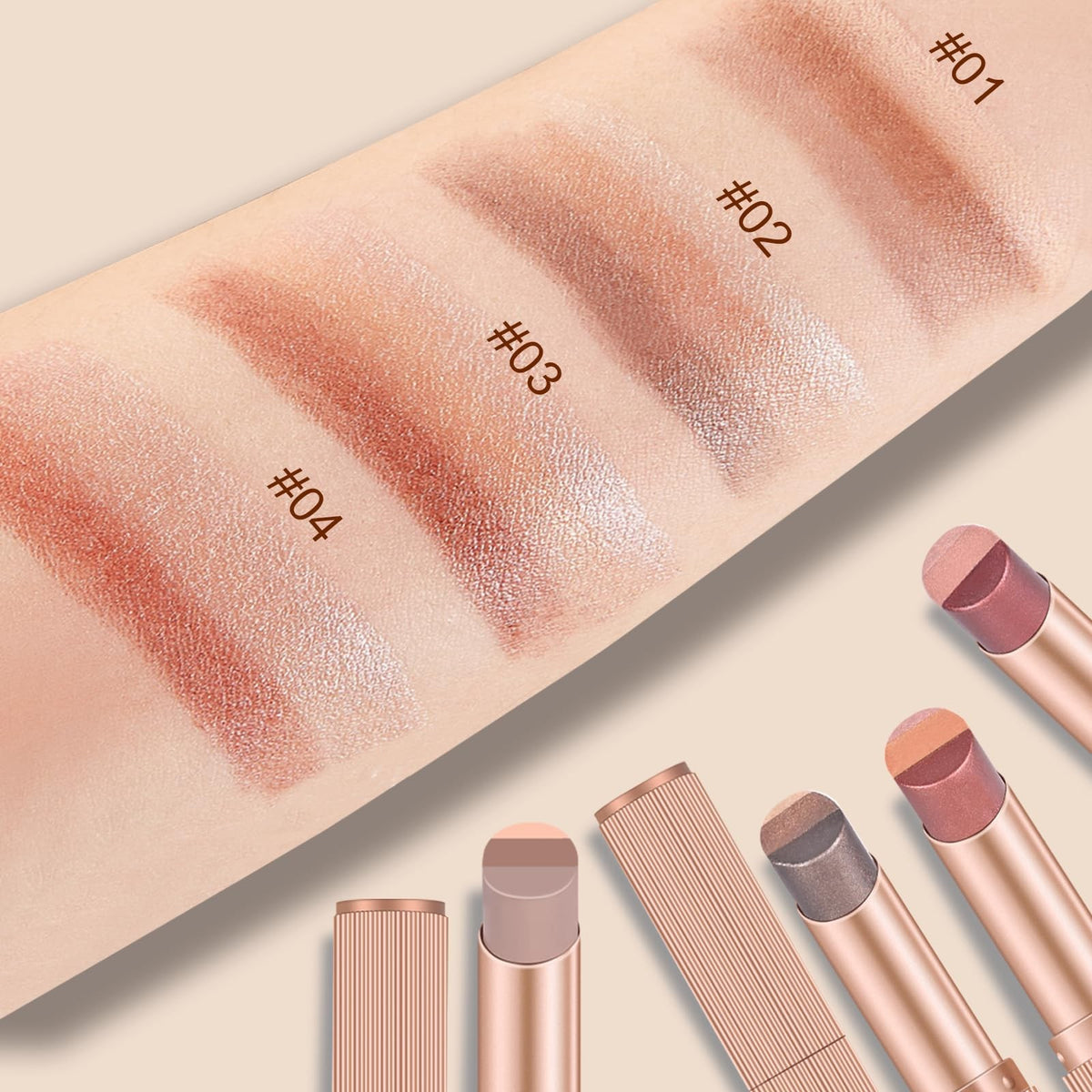 3-in-1 Gradient Shimmer Eyeshadow Stick Set - High Pigment, Blendable Eye Makeup
