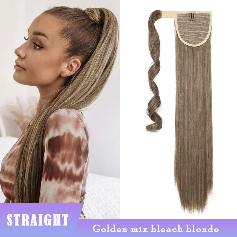 Thick Clip-In Ponytail Hair Extension - Fake Human Hair, Wavy & Straight