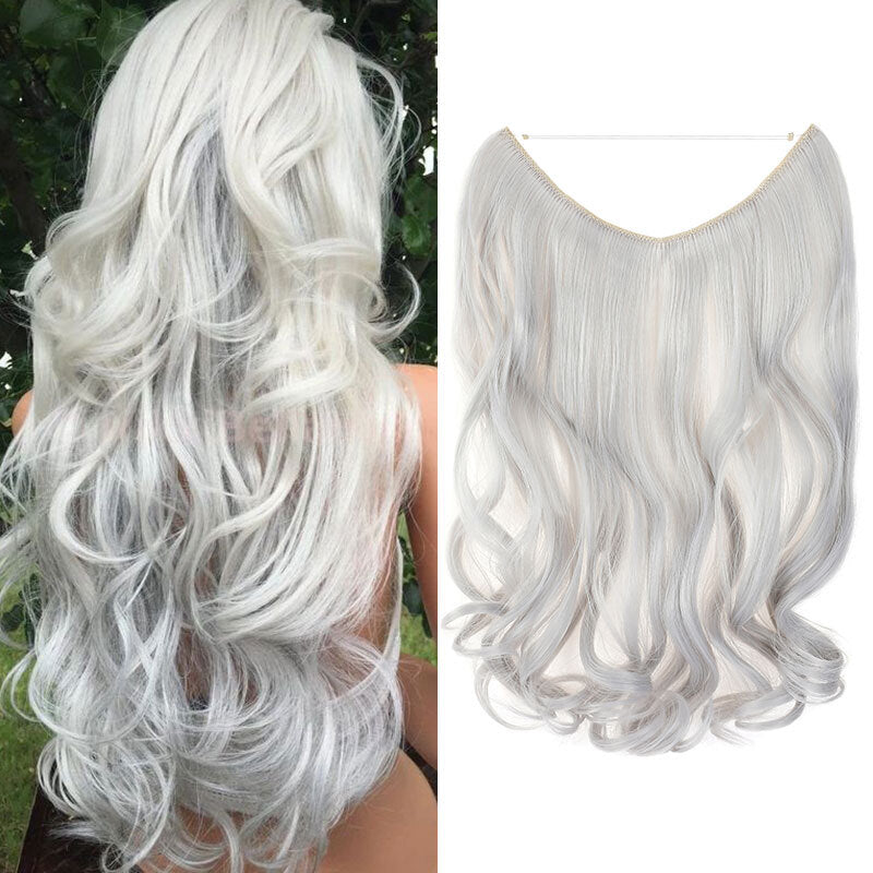 Invisible Wire Hair Extensions - Natural Synthetic Length & Body Wavy or Straight