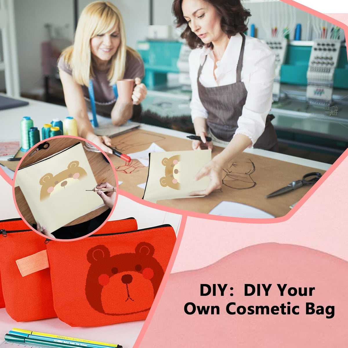 60 Pcs Canvas Makeup Bags Bulk Travel Cosmetic Organizer with Zipper