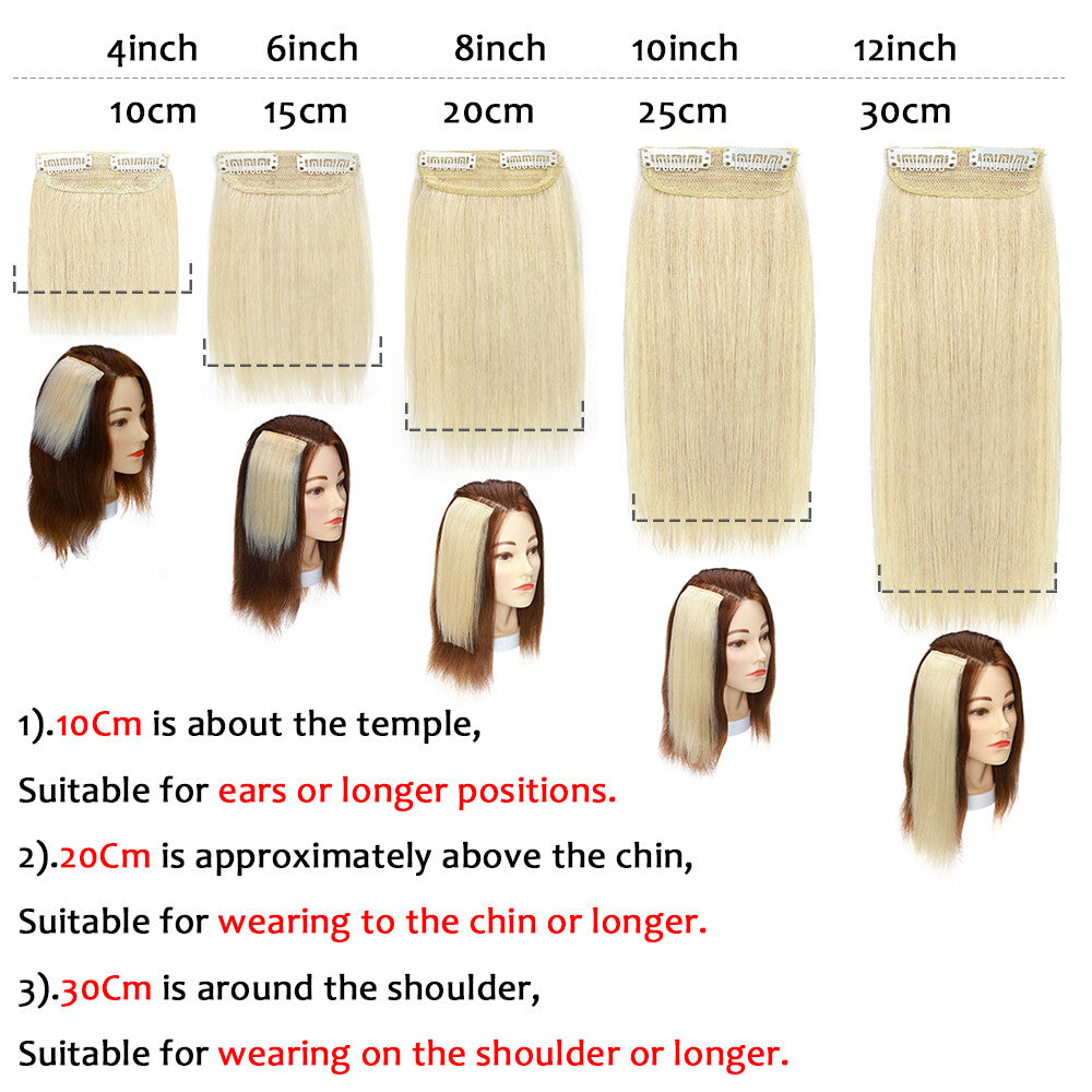 Clip-In Hair Extensions Human Hair Remy Topper & Patch Hairpiece