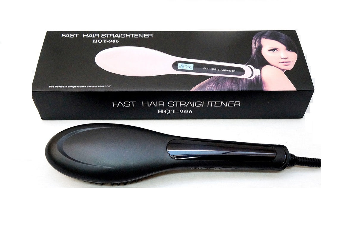 Hair Straightening Brush with Temperature Control – Electronic Flat Iron Comb