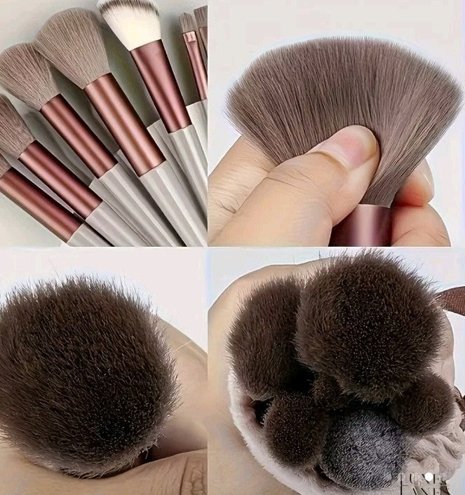 13-Piece Retro Makeup Brush Set with Hypoallergenic Nylon Bristles and Acrylic Handles