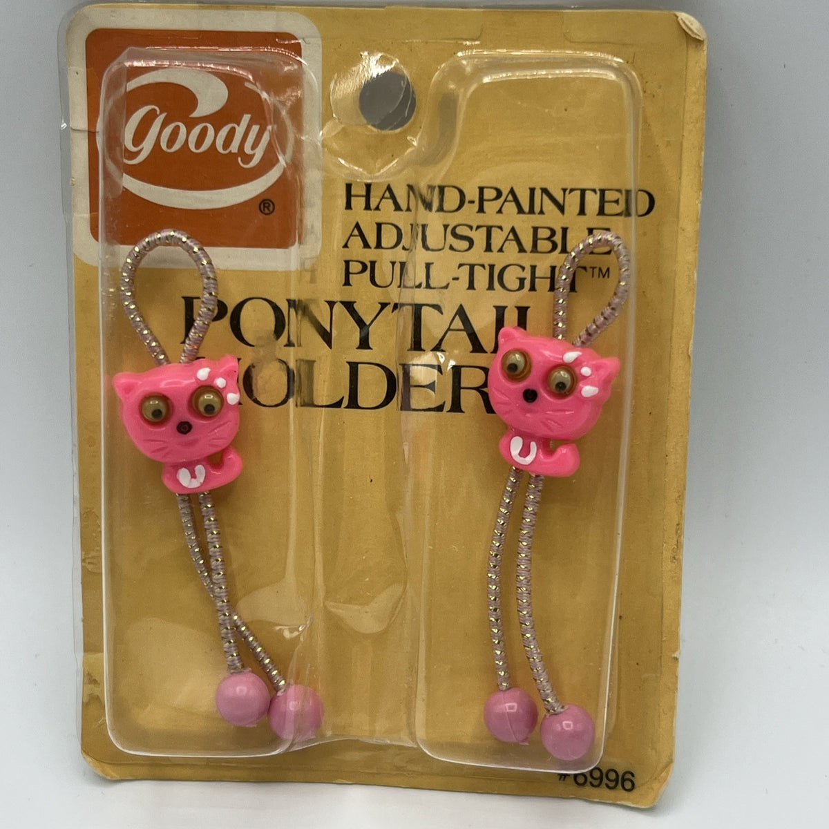 Goody Ponytail Holders Pink Cat Adjustable Pull Tight Vintage 1982