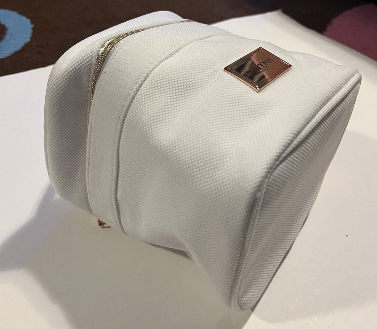 Lancôme White Cosmetic Bag with Samples – Luxury Toiletry Organizer