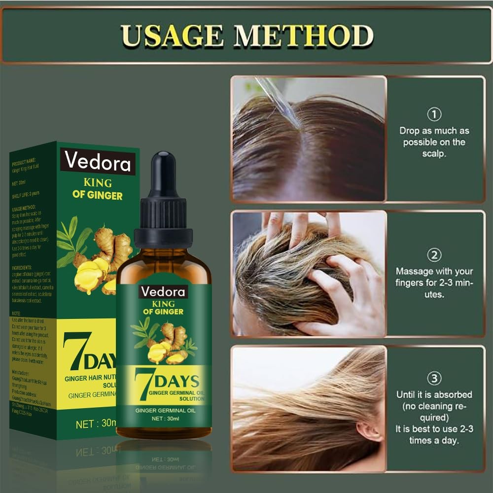 Hair Growth Serum with Ginger Oil and Biotin for Thinning Hair - Natural & Fast Results