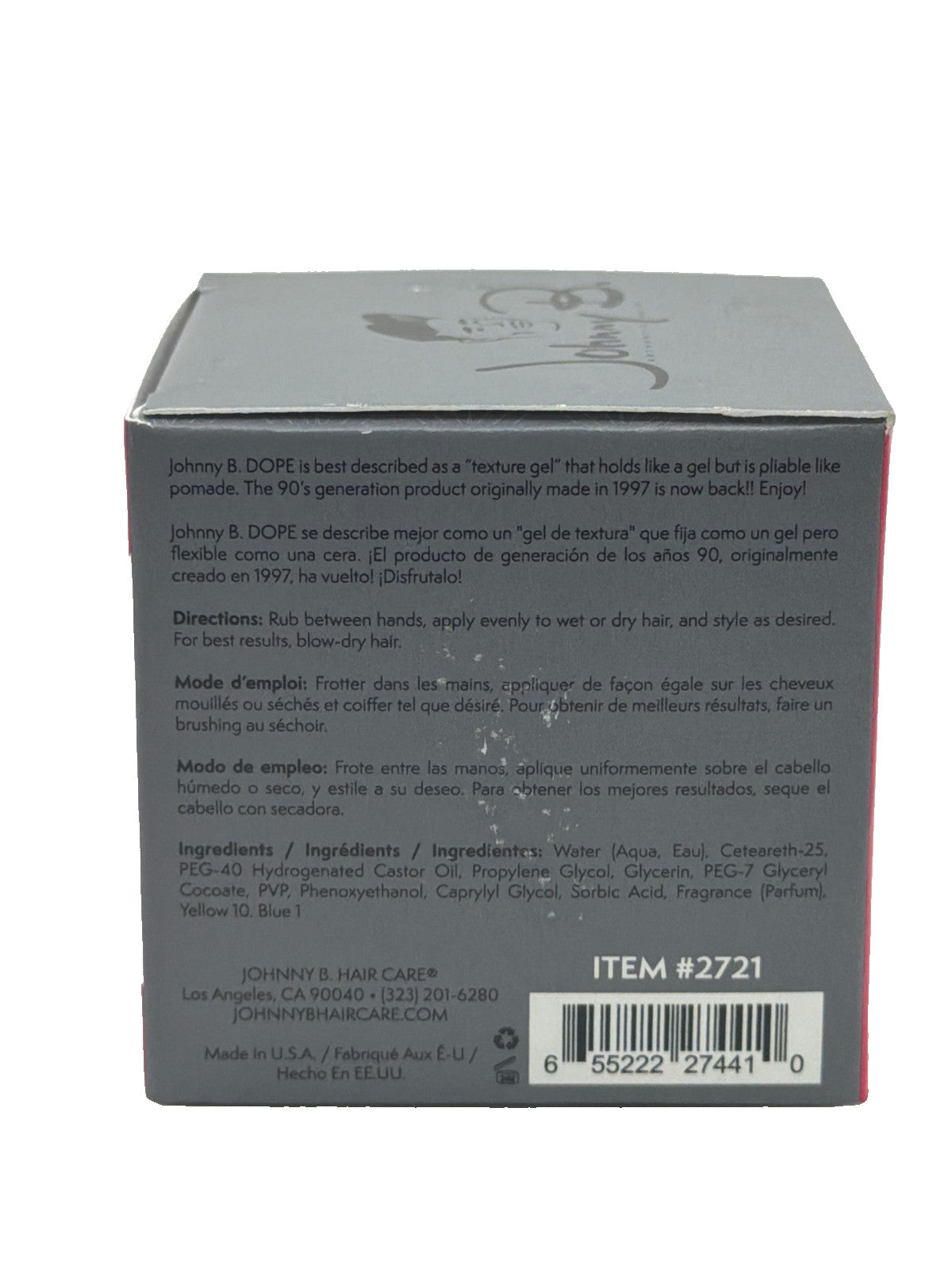 Johnny B Dope Texture Gel - Hair Styling Gel for Men & Women, 3 oz
