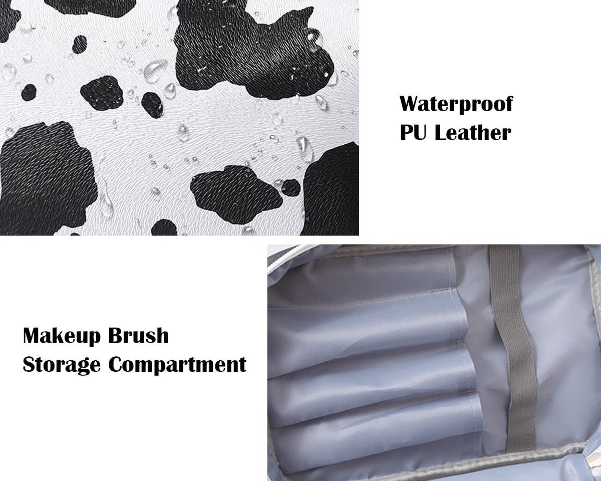 Waterproof Cow Print Makeup Bag Travel Cosmetic Organizer for Women