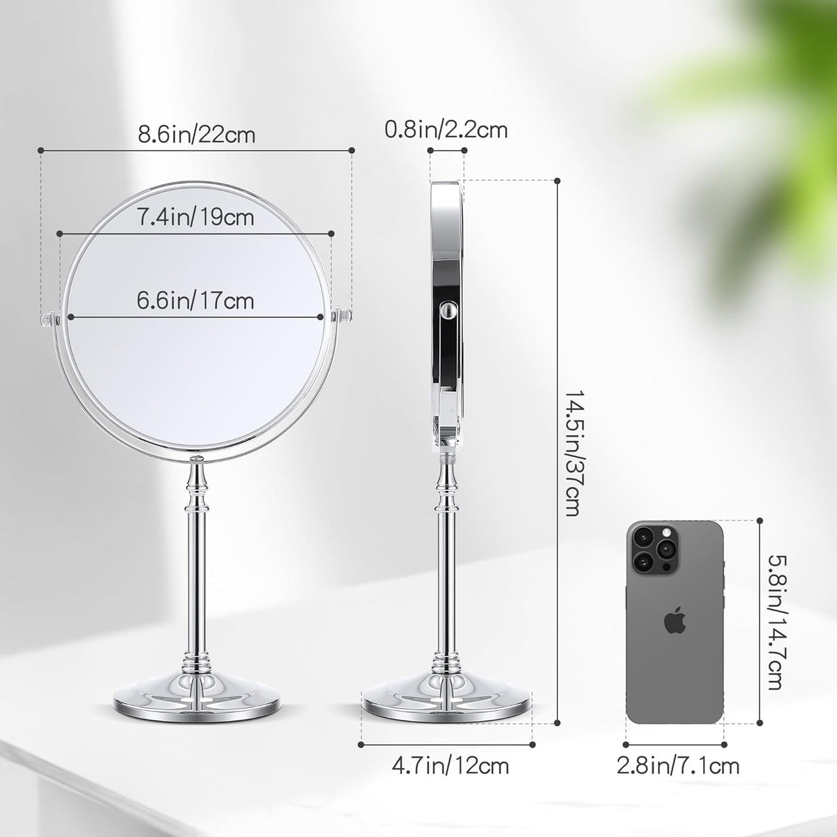 20X Double-Sided Magnifying Mirror with Stand - 360° Rotation for Makeup & Grooming