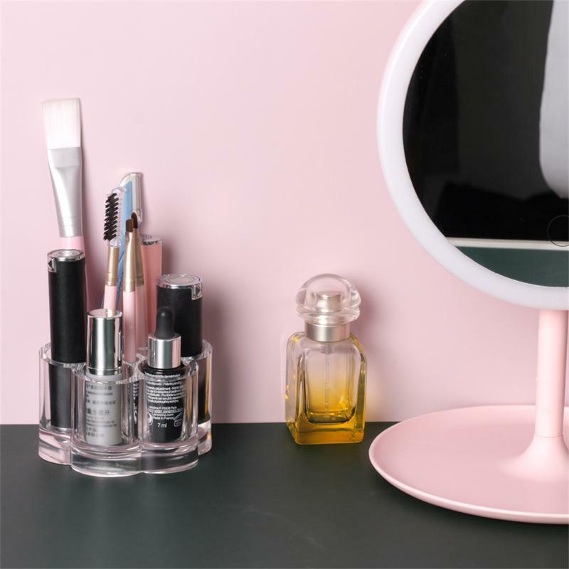Acrylic Flower Makeup Brush Holder Organizer with 12 Slots, Clear Cosmetic Storage