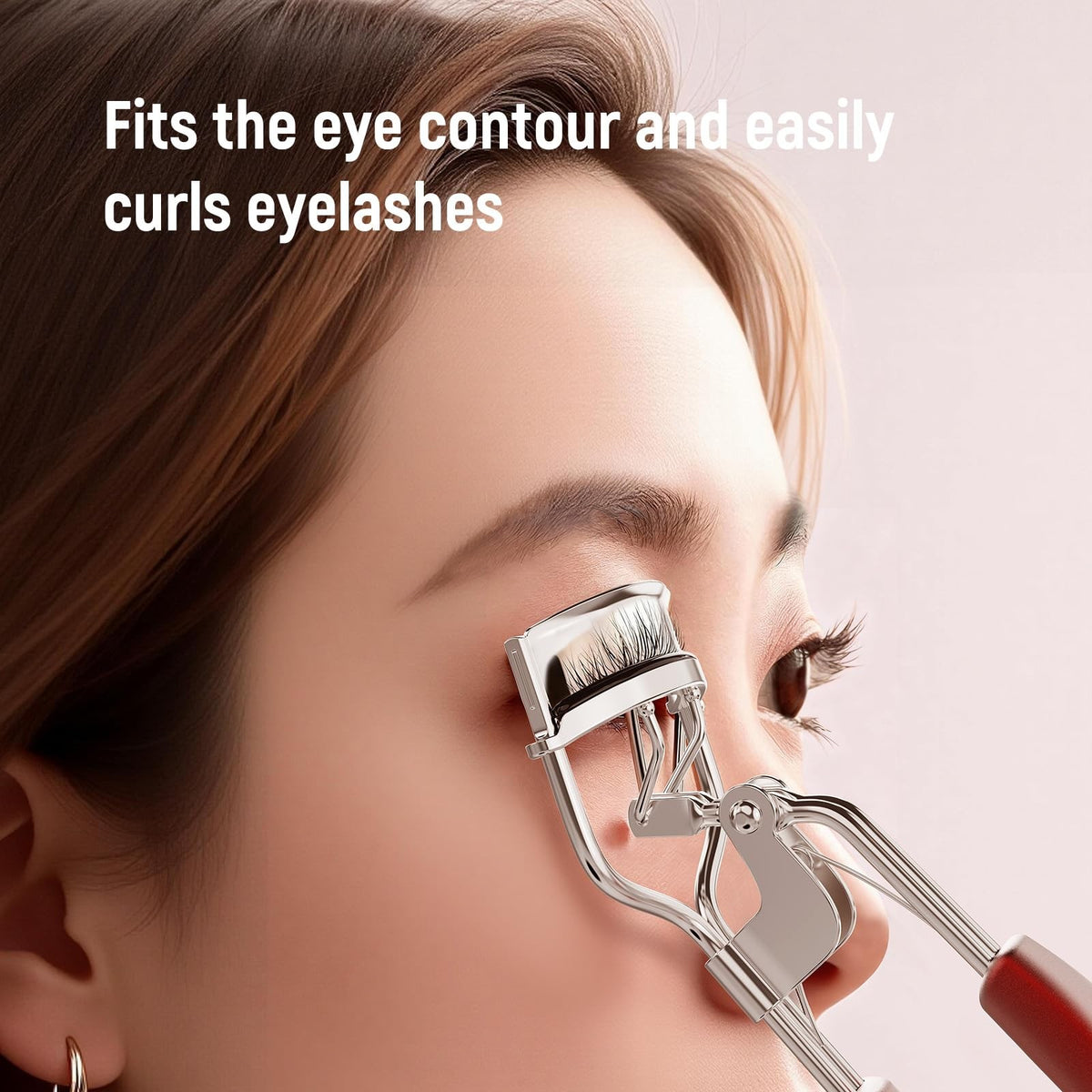 Professional Stainless Steel Eyelash Curler with Ergonomic Handle & 6 Replacement Pads