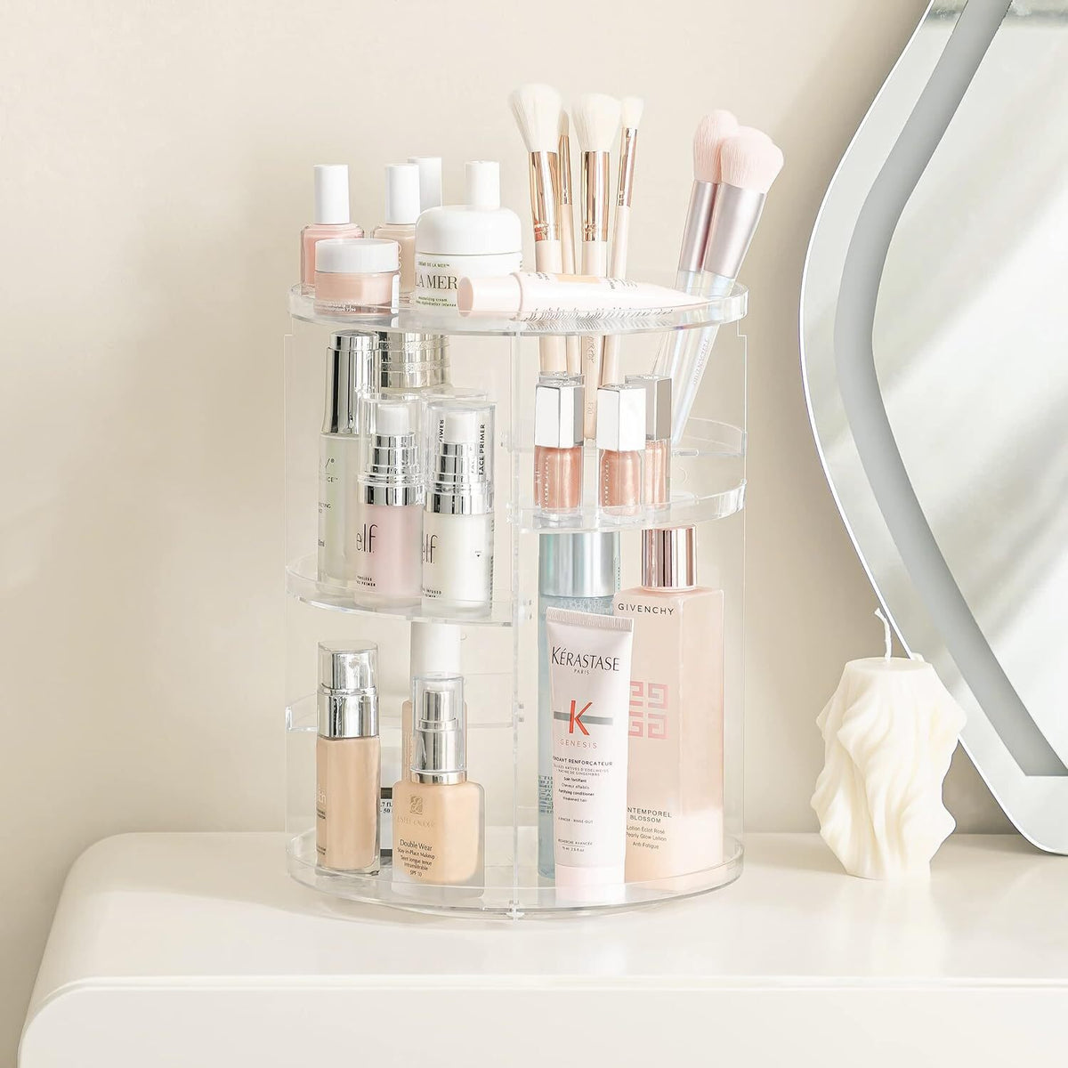 360 Degree Rotating Makeup Organizer with Large Capacity for Cosmetics & Perfume