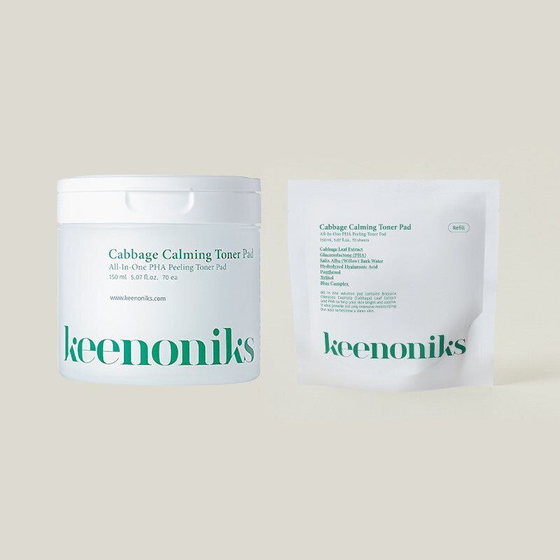Calming Exfoliating Toner Pads with Cabbage Extract - Vegan, Gentle Skin Care