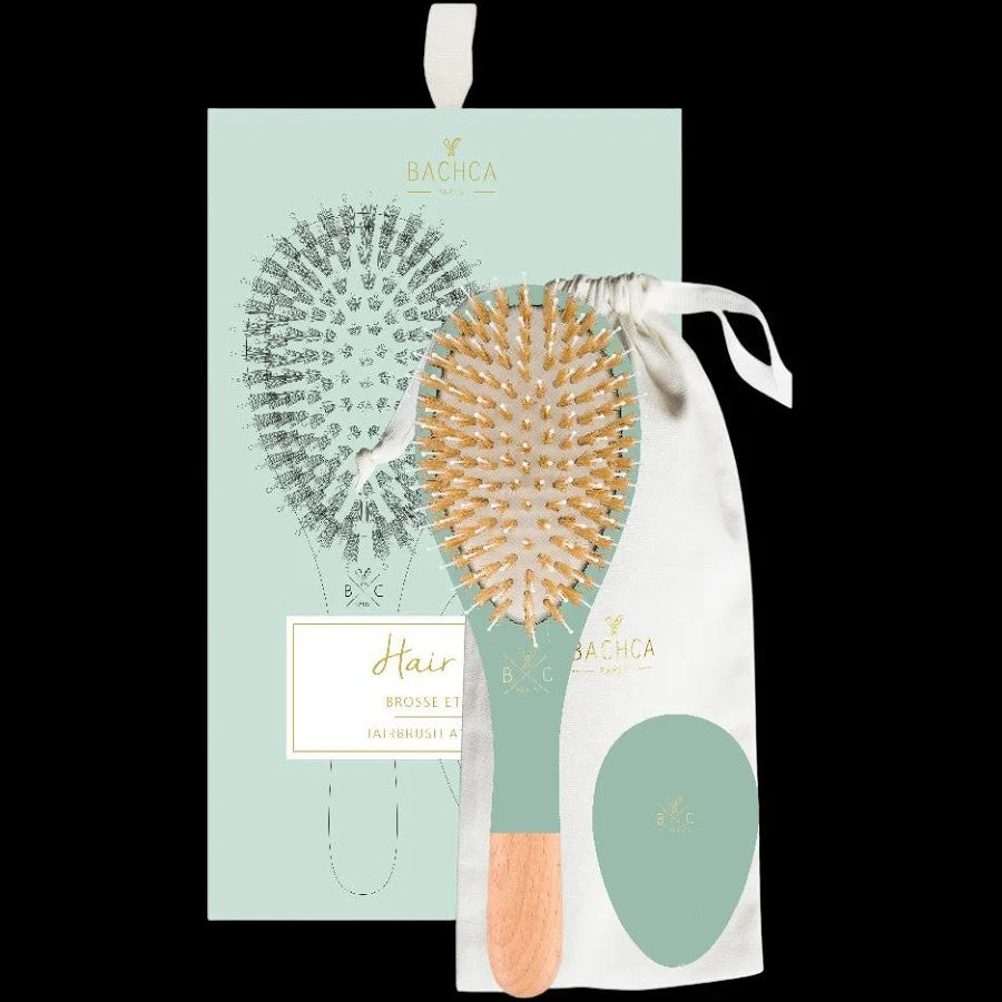 Green Hair Care Kit with Detangling Brush and Mirror - 3 Piece Set