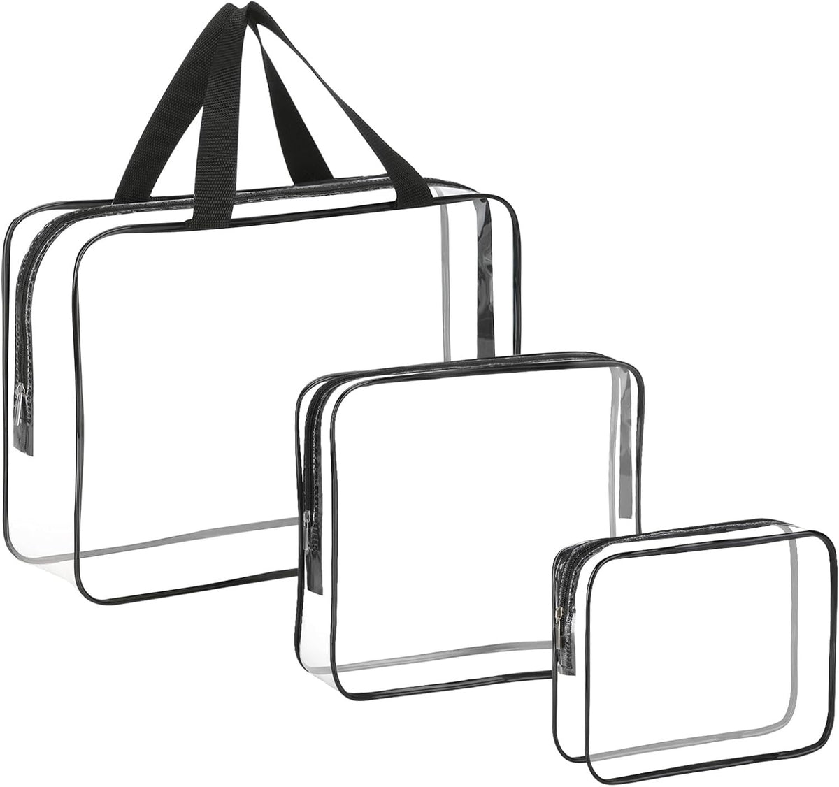 Large Waterproof Transparent Travel Cosmetic Bags Set - 3 Sizes