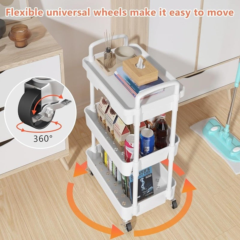 Multifunctional Rolling Storage Cart with Drawers and Casters - 3 or 4 Tiers