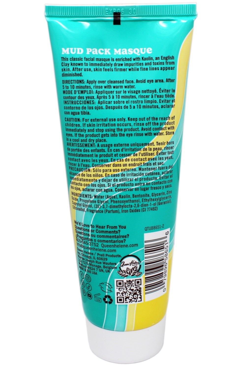 Queen Helene Mud Pack Facial Masque Toxin Relief 8 oz - 4 Pack