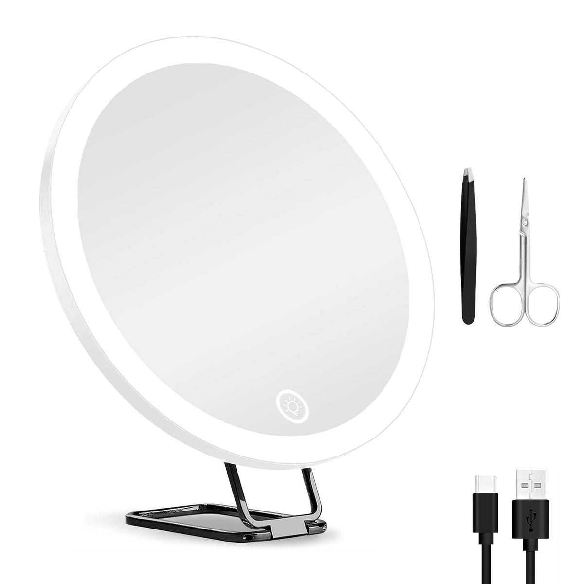 30X Magnifying LED Makeup Mirror with Dimmable Lighting - Rechargeable Portable