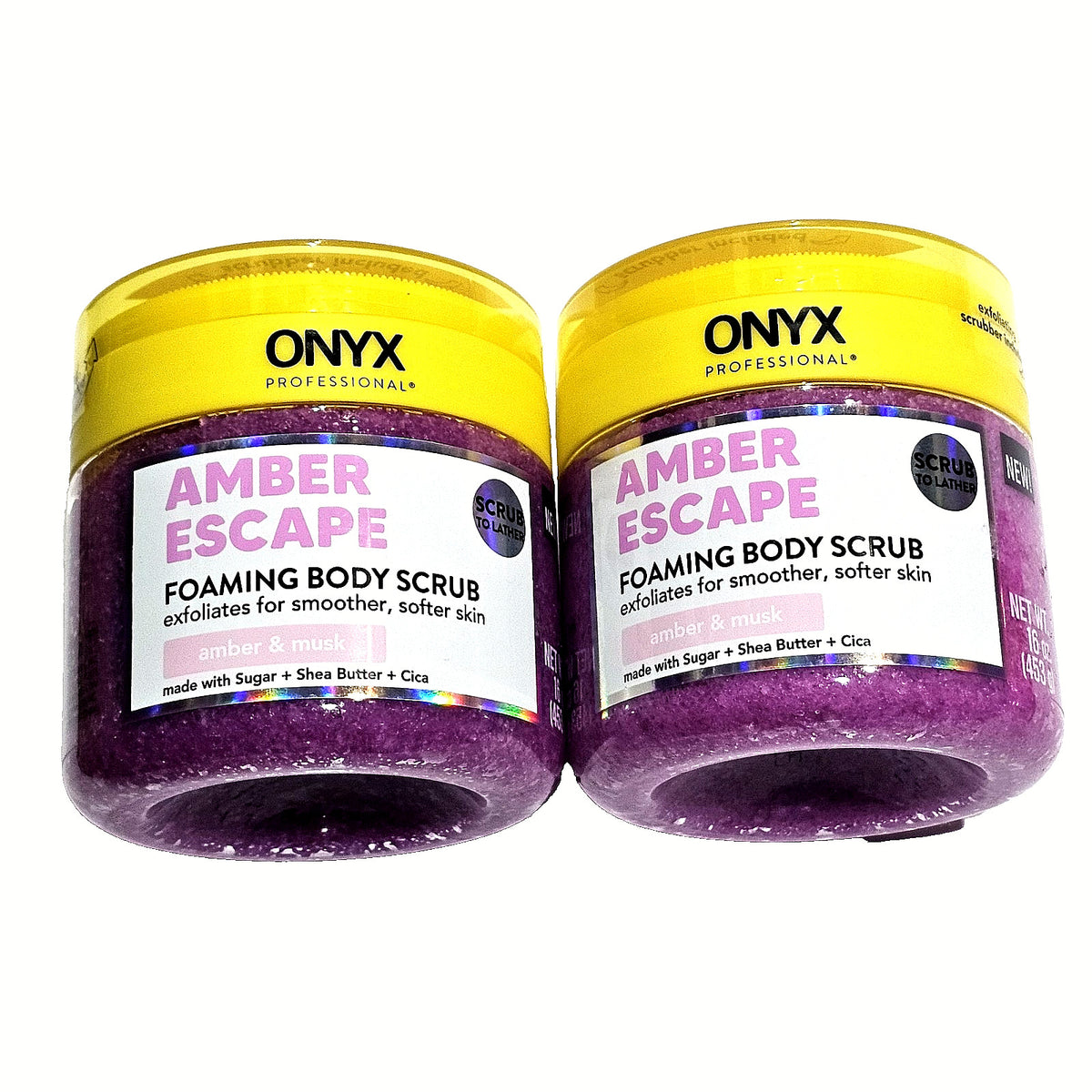 2 Pack ONYX Professional Amber Escape Foaming Body Scrub Exfoliates &