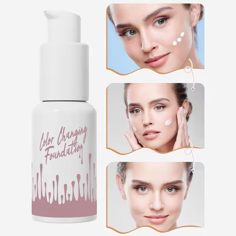 Color Changing Liquid Foundation for Skin Tone Matching, Long-Lasting Face Makeup