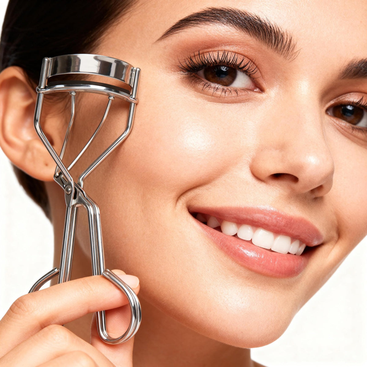 Dual-Curvature Eyelash Curlers with Silicone Refills Set - Silver