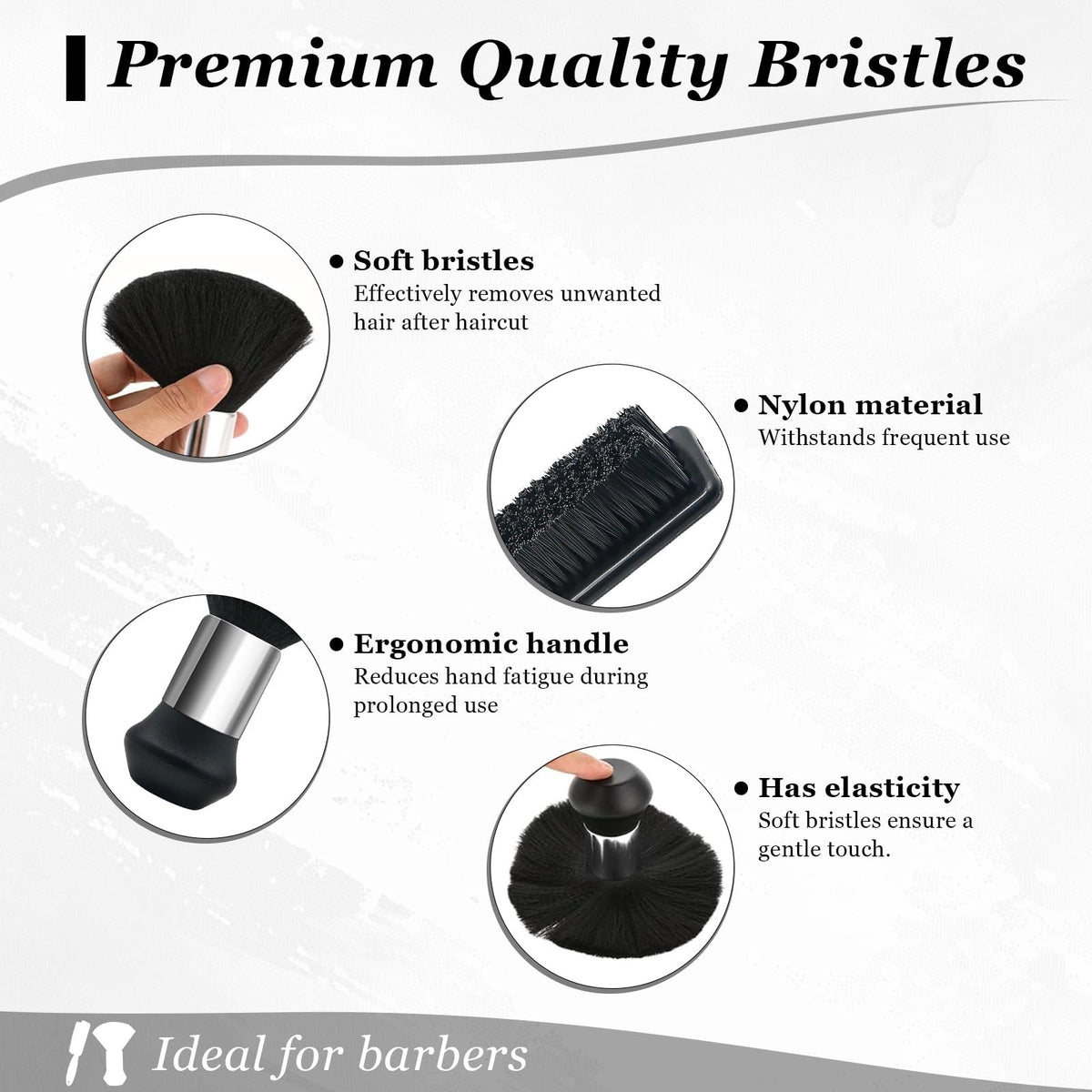 Professional Barber Brush and Neck Duster Set - 2 Piece Black Salon Tools